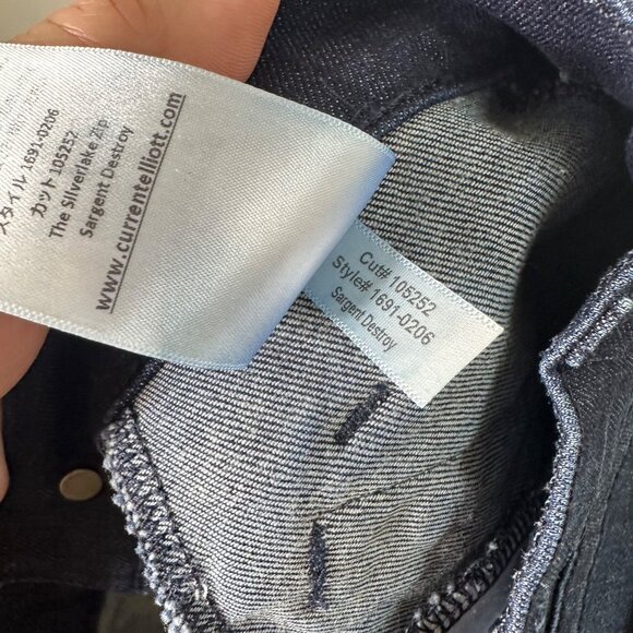 Current/Elliott The Silverlake Zip in D'argent Zip Skinny Jeans Size 26 Low Rise - Picture 12 of 13